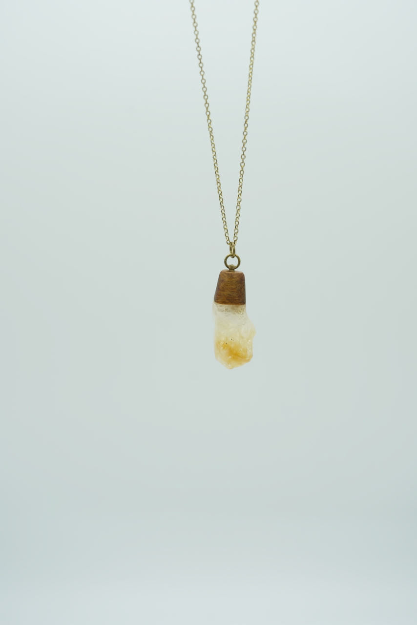 Citrine & wood pendant