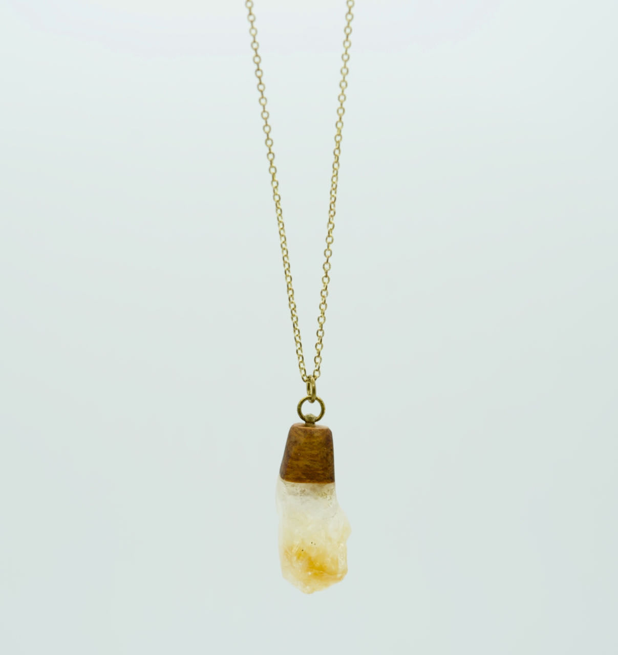 Citrine & wood pendant