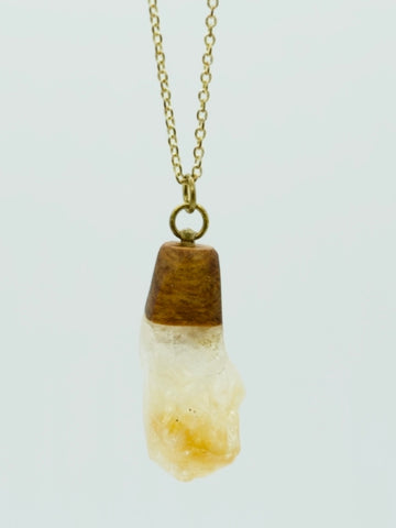 Citrine & wood pendant