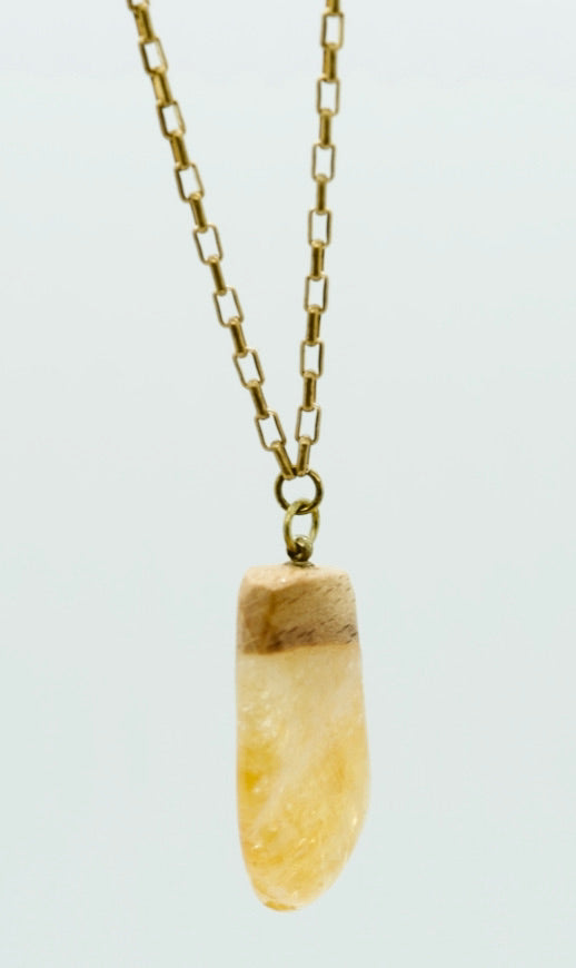 Citrine & wood pendant