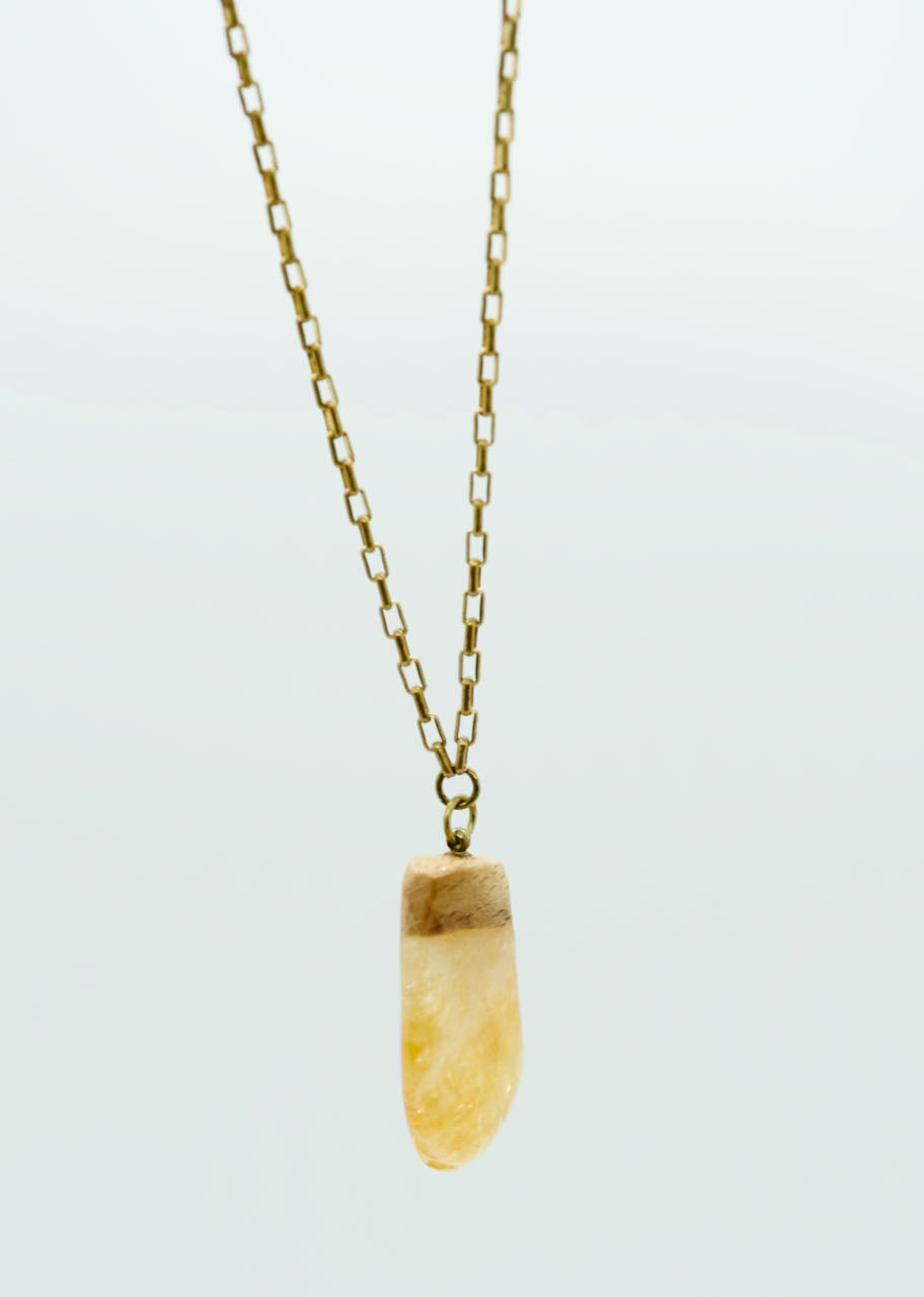 Citrine & wood pendant