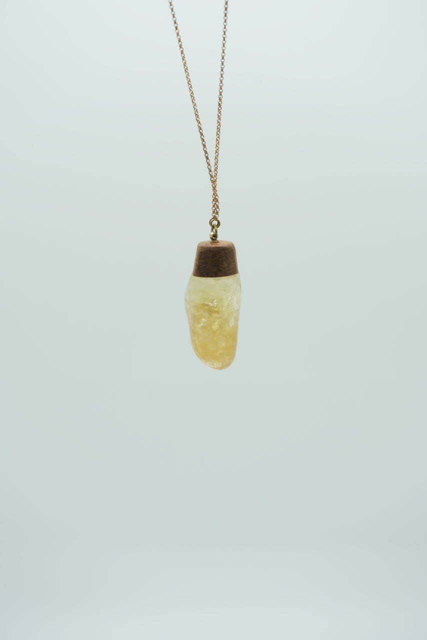 Citrine & wood pendant