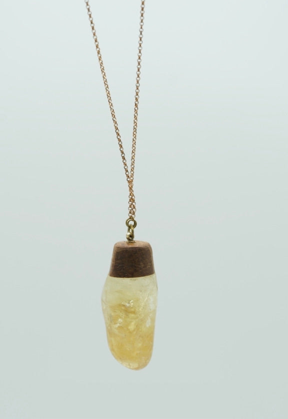 Citrine & wood pendant